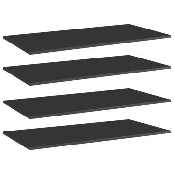 Bookshelf Boards 4 pcs High Gloss Black 80x20x1.5 cm Engineered Wood