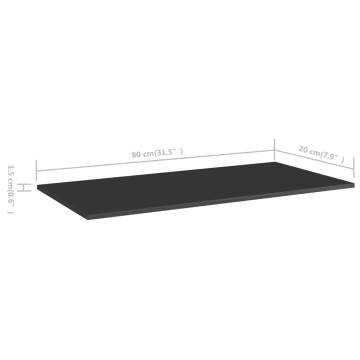 Bookshelf Boards 4 pcs High Gloss Black 80x20x1.5 cm Engineered Wood