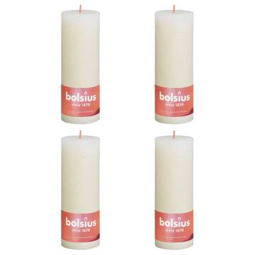 Bolsius Rustic Pillar Candles Shine 4 pcs 190x68 mm Soft Pearl