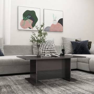 Coffee Table High Gloss Grey 103.5x60x40 cm Engineered Wood