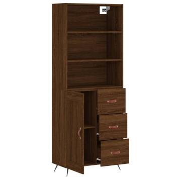 Highboard Brown Oak 69.5x34x180 cm Engineered Wood