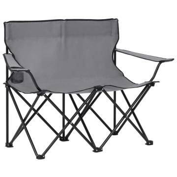 2-Seater Foldable Camping Chair Steel and Fabric Grey