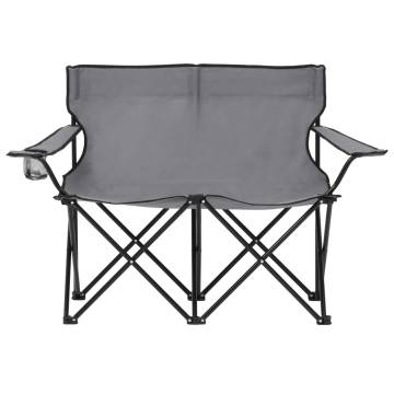 2-Seater Foldable Camping Chair Steel and Fabric Grey