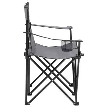 2-Seater Foldable Camping Chair Steel and Fabric Grey