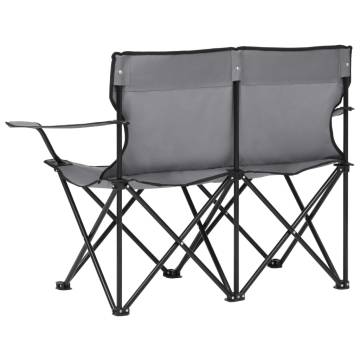 2-Seater Foldable Camping Chair Steel and Fabric Grey