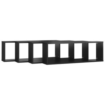 Wall Cube Shelf 4 pcs High Gloss Black 80x15x26.5cm Engineered Wood