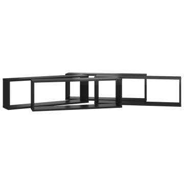 Wall Cube Shelf 4 pcs High Gloss Black 80x15x26.5cm Engineered Wood