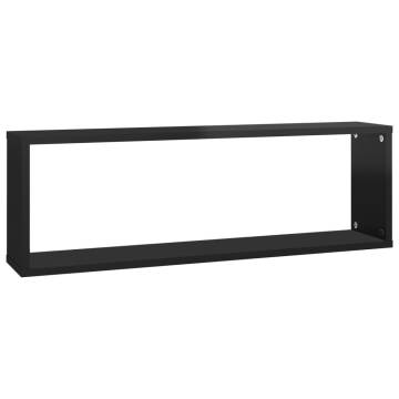 Wall Cube Shelf 4 pcs High Gloss Black 80x15x26.5cm Engineered Wood