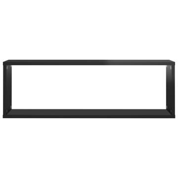 Wall Cube Shelf 4 pcs High Gloss Black 80x15x26.5cm Engineered Wood