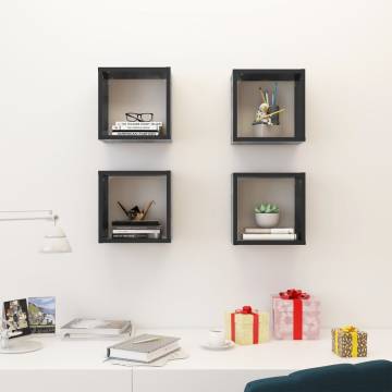 Wall Cube Shelves 4 pcs Grey 26x15x26 cm