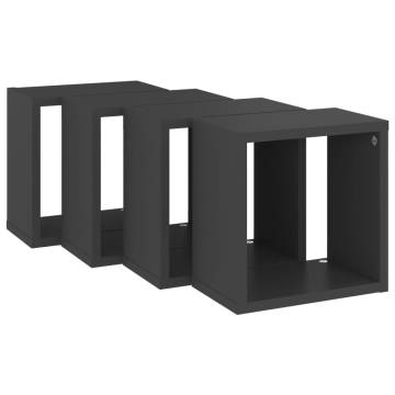 Wall Cube Shelves 4 pcs Grey 26x15x26 cm