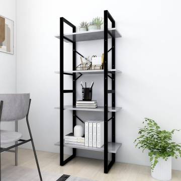 4-Tier Book Cabinet Concrete Grey 60x30x140 cm Engineered Wood