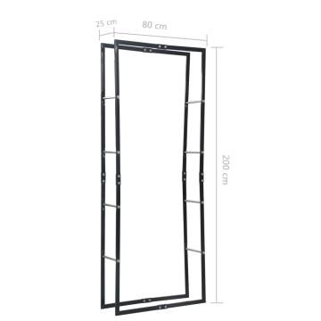 Firewood Rack Black 80x25x200 cm Steel