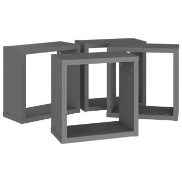 Wall Cube Shelves 4 pcs Grey 30x15x30 cm