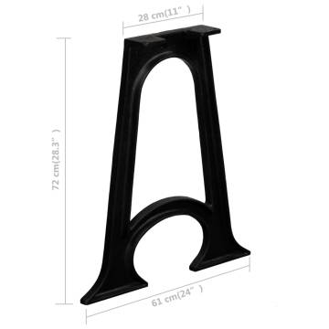 Dining Table Legs 2 pcs with Arched Base A-Frame Cast Iron