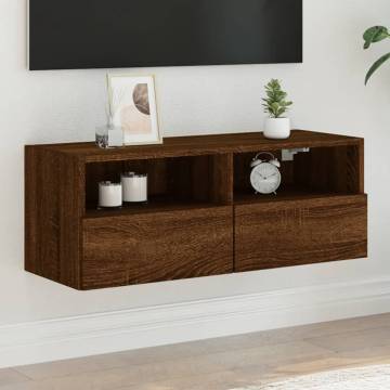 TV Wall Cabinet Brown Oak 80x30x30 cm Engineered Wood