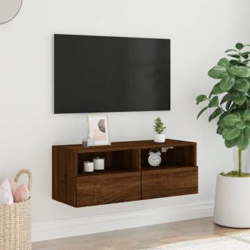 TV Wall Cabinet Brown Oak 80x30x30 cm Engineered Wood