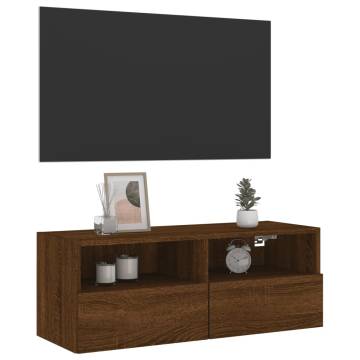 TV Wall Cabinet Brown Oak 80x30x30 cm Engineered Wood