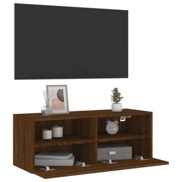 TV Wall Cabinet Brown Oak 80x30x30 cm Engineered Wood