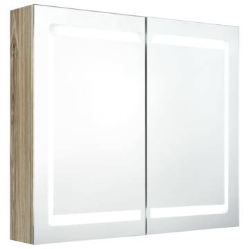 LED Bathroom Mirror Cabinet Oak 80x12x68 cm