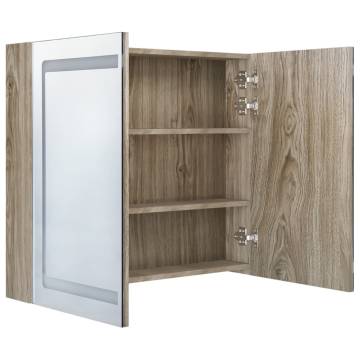 LED Bathroom Mirror Cabinet Oak 80x12x68 cm