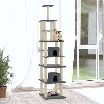 Cat Tree with Sisal Scratching Posts Dark Grey 216 cm