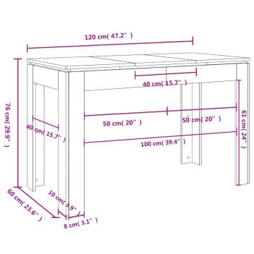 Dining Table Grey 120x60x76 cm Engineered Wood