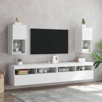 TV Cabinet with LED Lights White 30.5x30x60 cm