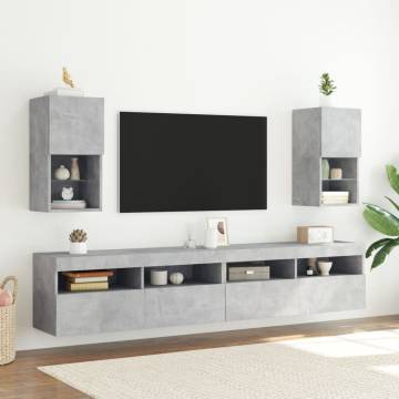 TV Cabinet with LED Lights Concrete Grey 30.5x30x60 cm