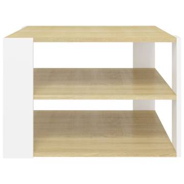 Coffee Table Sonoma Oak and White 60x60x40 cm Engineered Wood