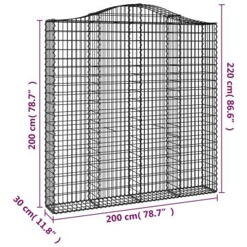 Arched Gabion Basket 200x30x200220 cm Galvanised Iron