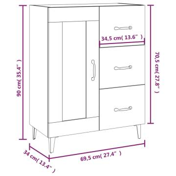 Sideboard White 69.5x34x90 cm Engineered Wood