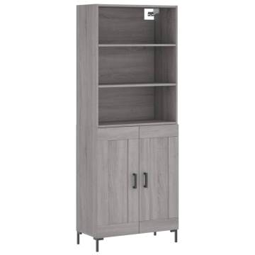 Highboard Grey Sonoma 69.5x34x180 cm Engineered Wood