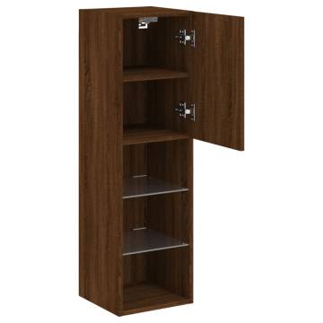 TV Cabinet with LED Lights Brown Oak 30.5x30x102 cm