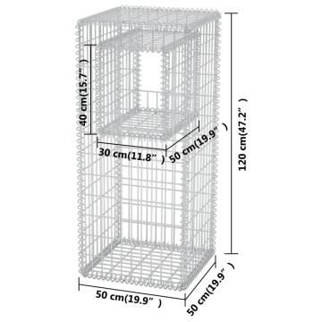 Gabion Basket PostPlanter Steel 50x50x120 cm