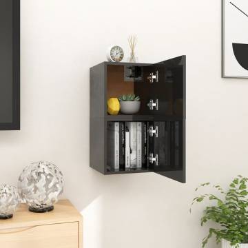 Wall Mounted TV Cabinets 2 pcs High Gloss Black 30.5x30x30 cm