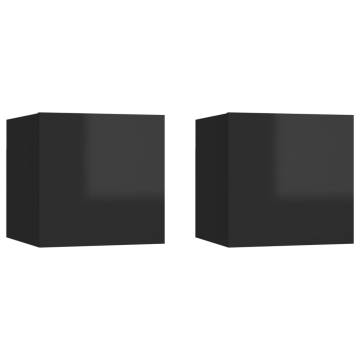 Wall Mounted TV Cabinets 2 pcs High Gloss Black 30.5x30x30 cm