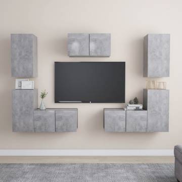 7 Piece TV Cabinet Set Concrete Grey Engineered Wood