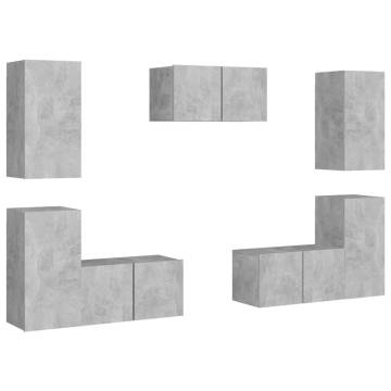 7 Piece TV Cabinet Set Concrete Grey Engineered Wood