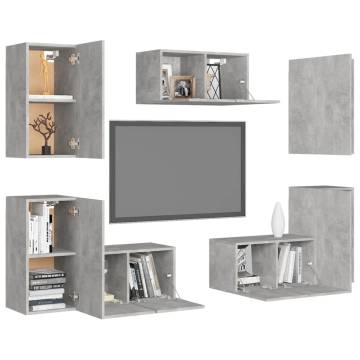 7 Piece TV Cabinet Set Concrete Grey Engineered Wood