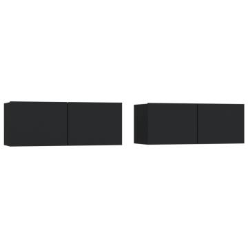 TV Cabinets 2 pcs Black 80x30x30 cm Engineered Wood