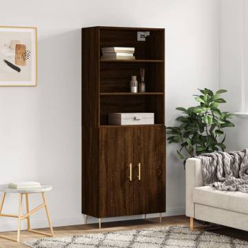 Highboard Brown Oak 69.5x34x180 cm Engineered Wood