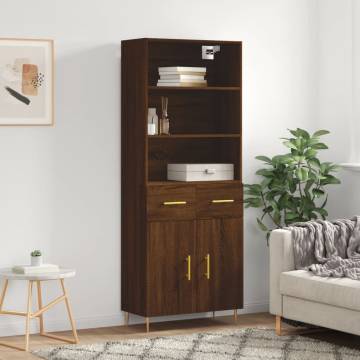 Highboard Brown Oak 69.5x34x180 cm Engineered Wood