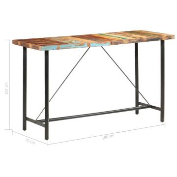 Bar Table 180x70x107 cm Solid Reclaimed Wood