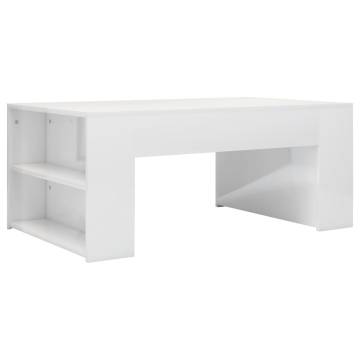 Coffee Table High Gloss White 100x60x42 cm Engineered Wood