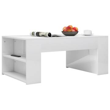 Coffee Table High Gloss White 100x60x42 cm Engineered Wood