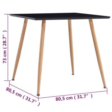 Dining Table Black and Oak 80.5x80.5x73 cm MDF