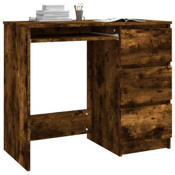 Desk Smoked Oak 90x45x76 cm Engineered Wood