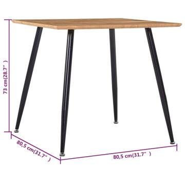 Dining Table Oak and Black 80.5x80.5x73 cm MDF