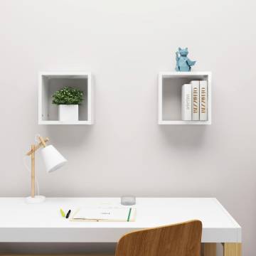 Wall Cube Shelves 2 pcs High Gloss White 30x15x30 cm